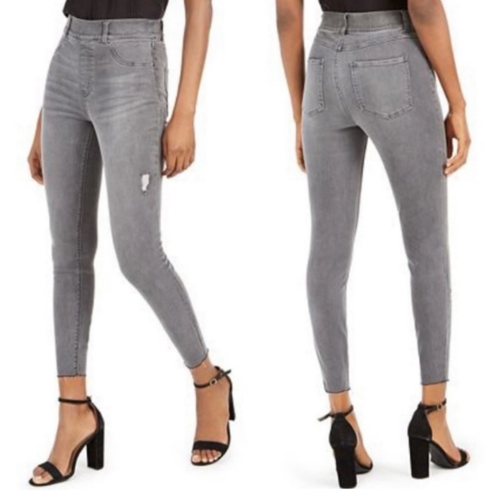 Spanx Vintage Distressed High Rise Skinny Jeans Washed Grey Size …
